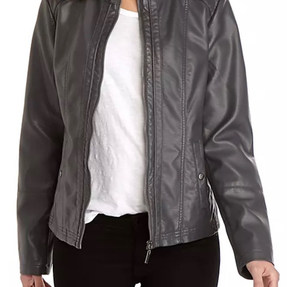 New Directions Moto Red Faux Leather Jacket - Picture 2 of 10